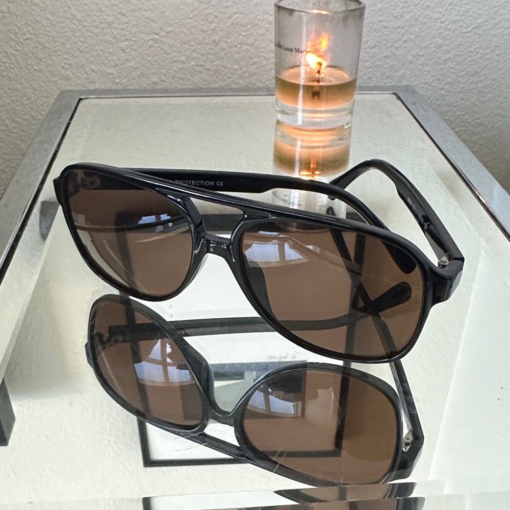 Classic Black Frame Sunglasses with Brown Lenses